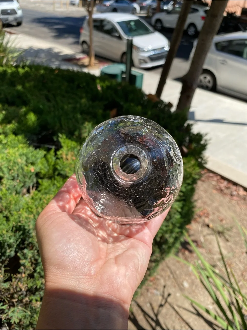 Glass Teardrop Decorative Vase with Blue Bronze Base